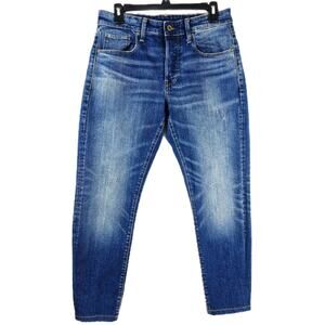 G Star Raw Jeans Mens 30x26 Blue Denim 3301 Straight Tapered Faded Tailored
